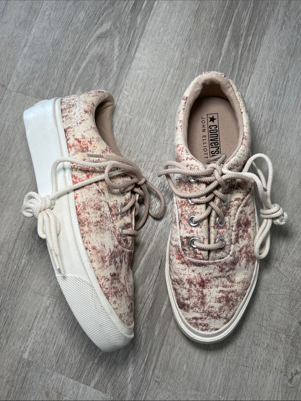 Converse X John Elliot Flocked Skid Grip Antique White Brown Shoes